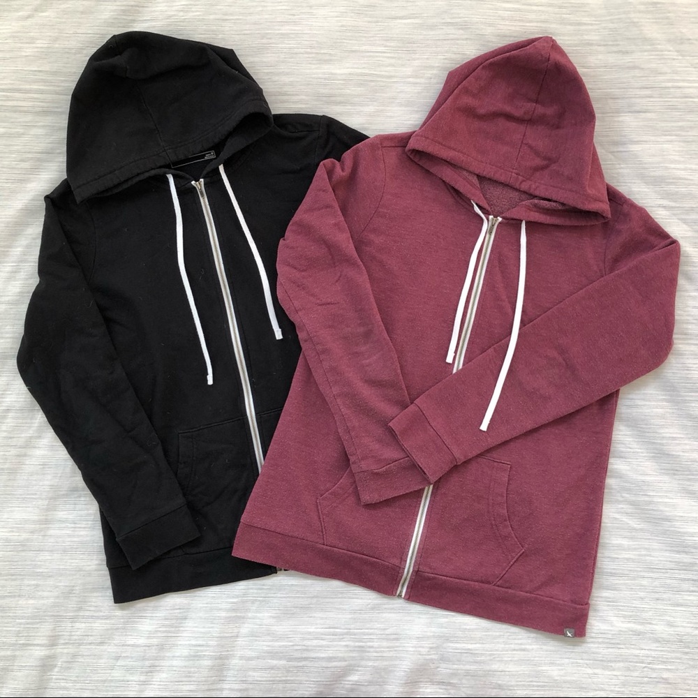 Pair Eddie Bauer Zip-up Hoodies, Black / Berry, M